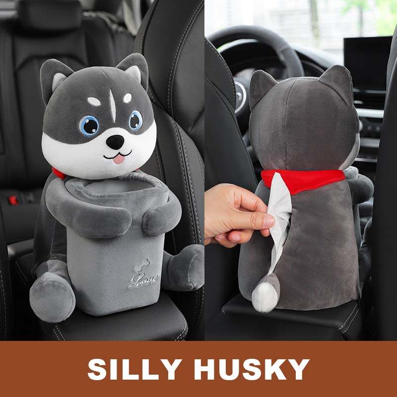 🧸 Cute & Convenient: Car Cartoon Tissue Box & Trash Bin Combo! 🚗🧻