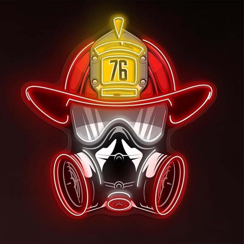 Firefighter Helmet Neon Sign