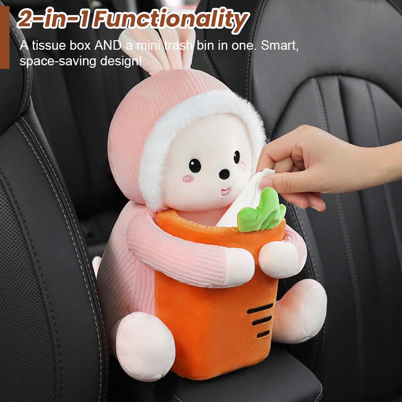 🧸 Cute & Convenient: Car Cartoon Tissue Box & Trash Bin Combo! 🚗🧻