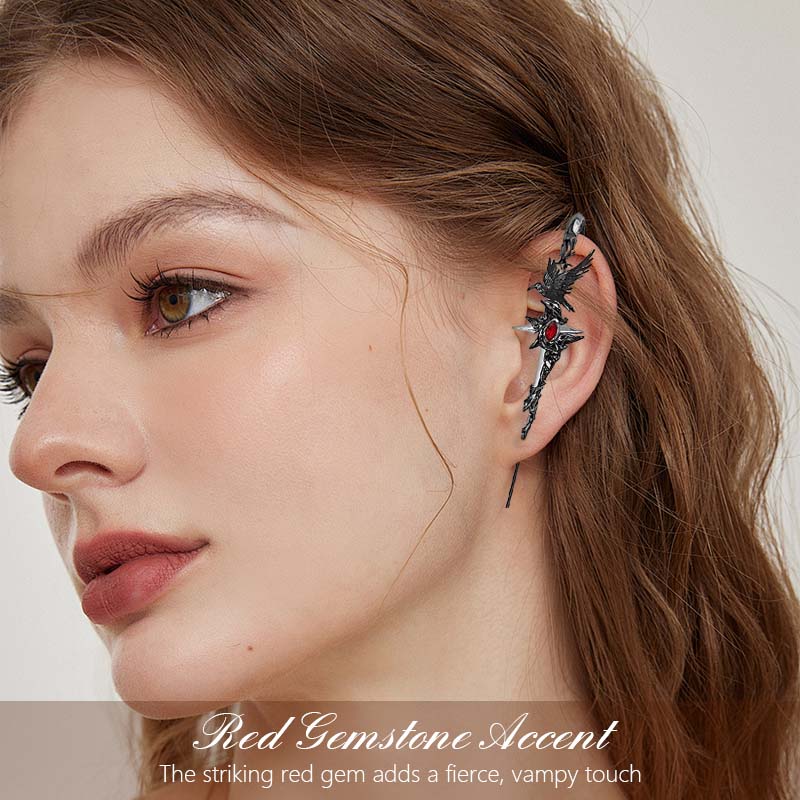 🖤 Gothic Black Raven Ear Cuff – Dark Elegance Redefined 🖤