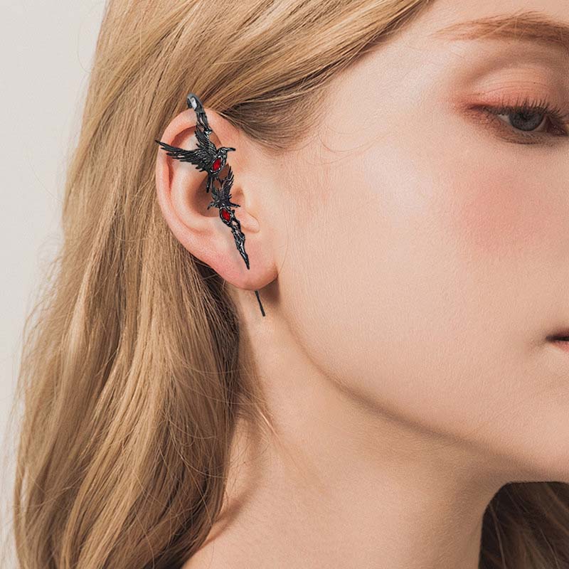 🖤 Gothic Black Raven Ear Cuff – Dark Elegance Redefined 🖤