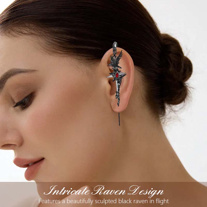 🖤 Gothic Black Raven Ear Cuff – Dark Elegance Redefined 🖤