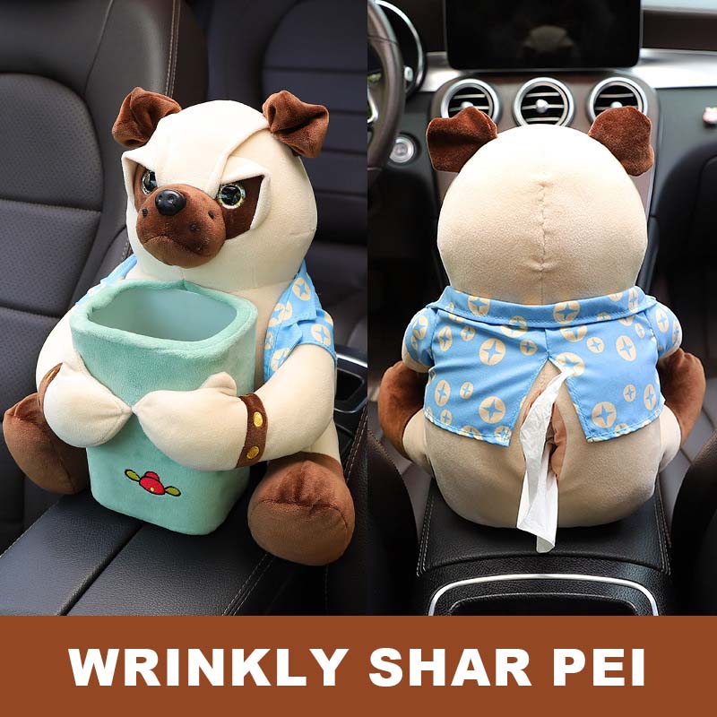 🧸 Cute & Convenient: Car Cartoon Tissue Box & Trash Bin Combo! 🚗🧻
