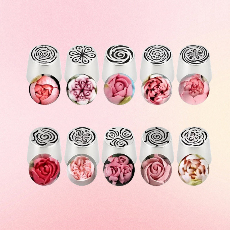 Multifunctional Flower-Shaped Decorating Nozzle Set