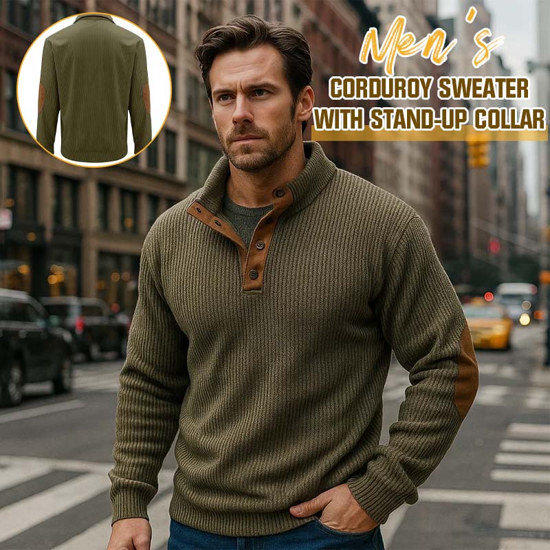 👔Men's Sweaters in Corduroy with Stand-up Collar