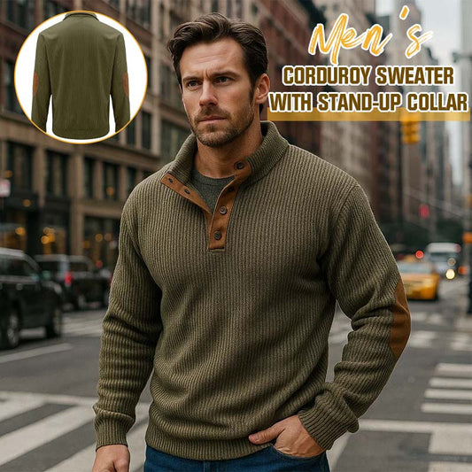 👔Men's Sweaters in Corduroy with Stand-up Collar