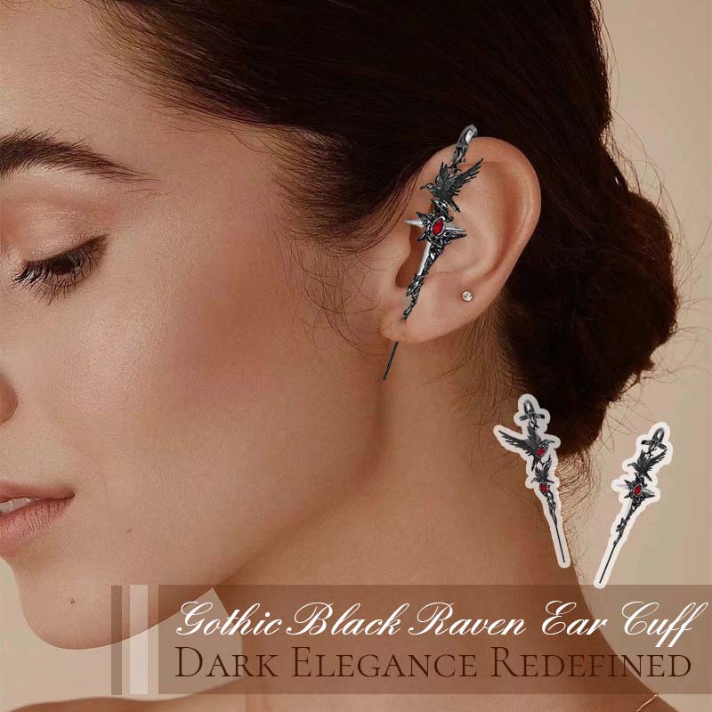 🖤 Gothic Black Raven Ear Cuff – Dark Elegance Redefined 🖤