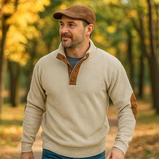 👔Men's Sweaters in Corduroy with Stand-up Collar