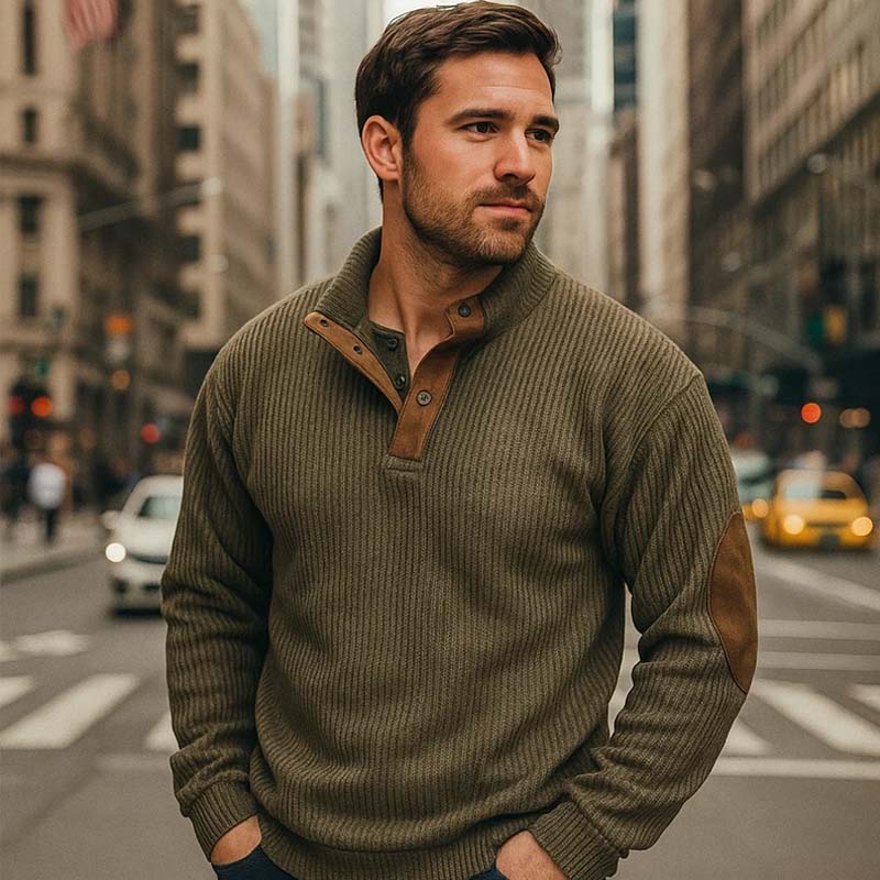 👔Men's Sweaters in Corduroy with Stand-up Collar