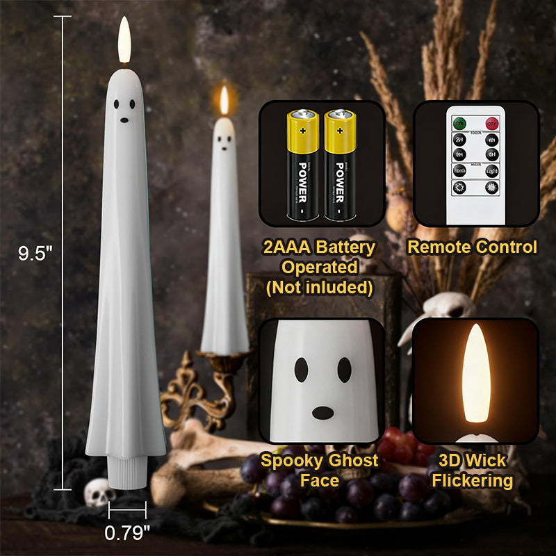 🎃👻 Remote Controlled Ghost Light with 3D Flickering Flame Wick 👻🎃