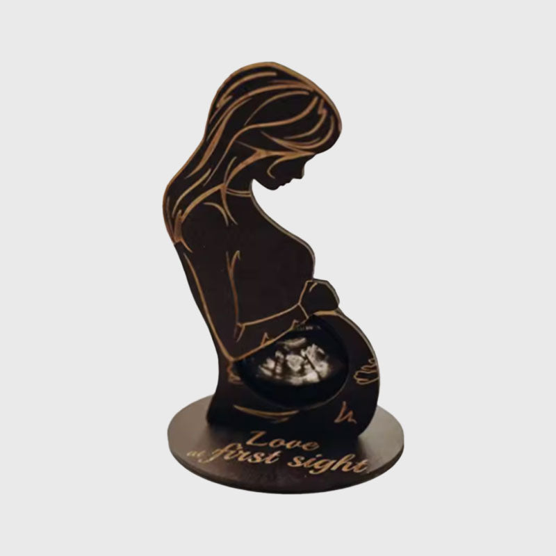 🤰 Love at First Sight – Personalized Wooden Sonogram Photo Frame