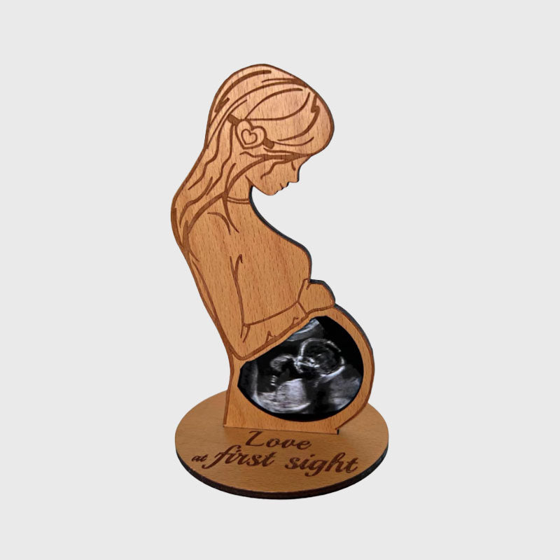 🤰 Love at First Sight – Personalized Wooden Sonogram Photo Frame